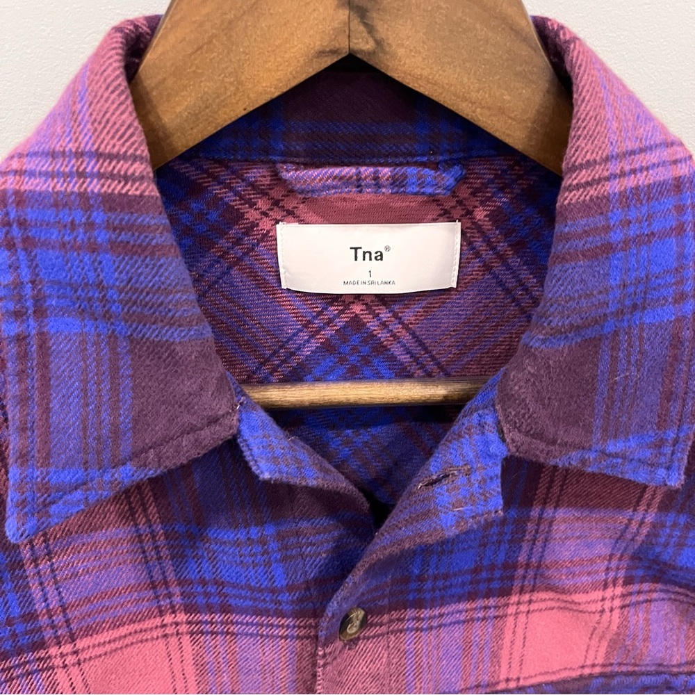 Aritzia | TNA oversized plaid shirt blue and purple 1 - Picture 2 of 8